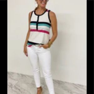 Hailey & Co Sawyer Stripe ribbed tank with snap buttons. Sz Medium